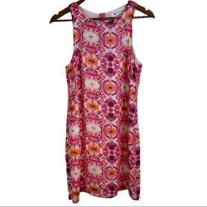 Impeccable Pig Pink Floral Dress.  Sleeveless. Sheath. Sz Med. Great Condition!!